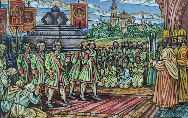 Борисоглебский монастырь — пожертвования раки св.прп. Ефрема Новоторжского, 70х90 см. 2022г.