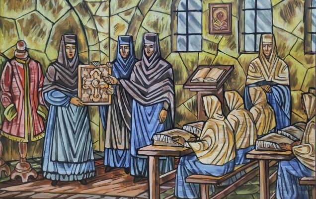 Развитие ремесленнич. Воскресенский женский монастырь ества в петровские времена, , 70х90 см. 2022г.
